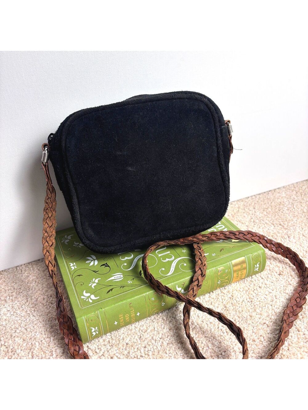 Bellini Black & Tan Suede Crossbody Bag